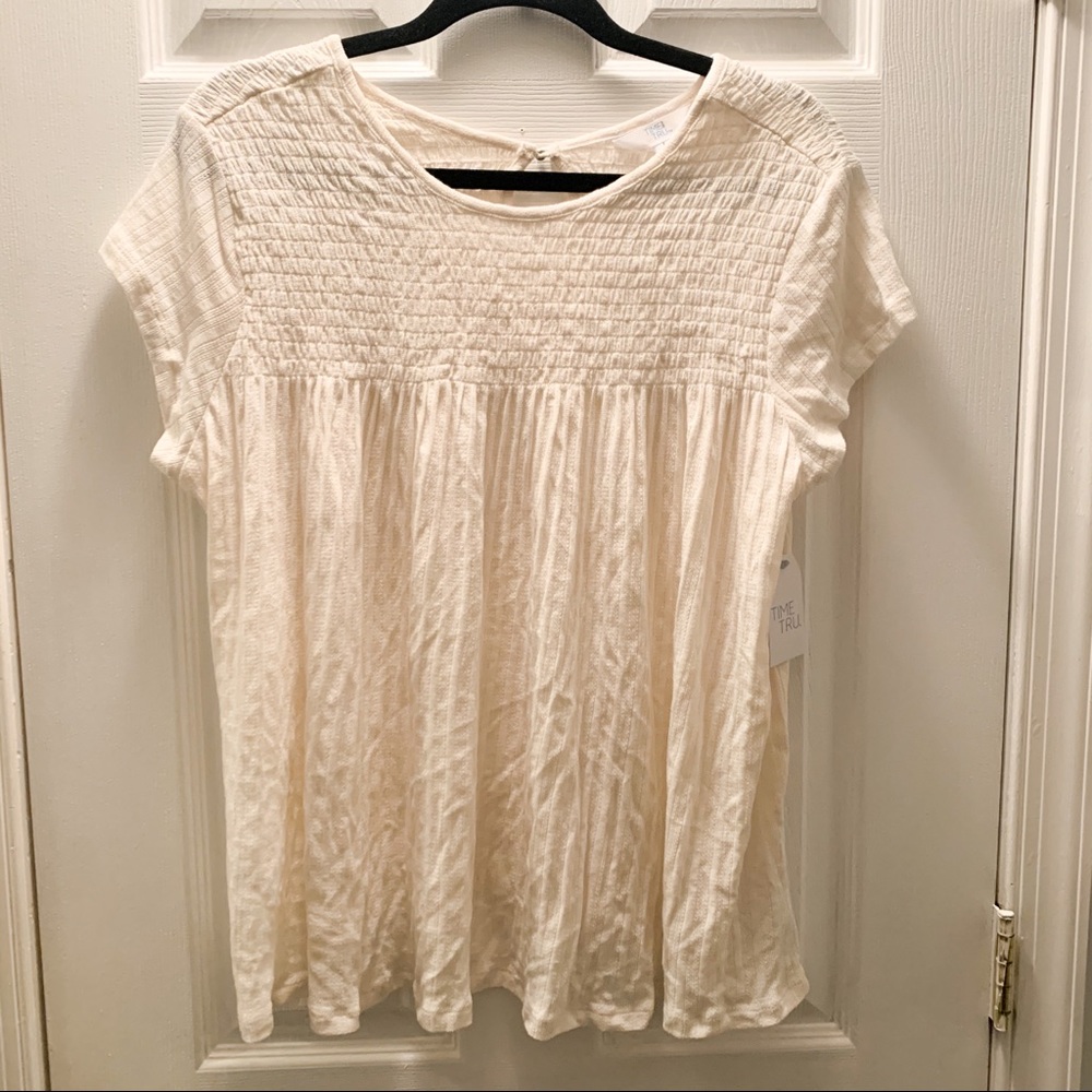 White Flowy Short Sleeve Shirt